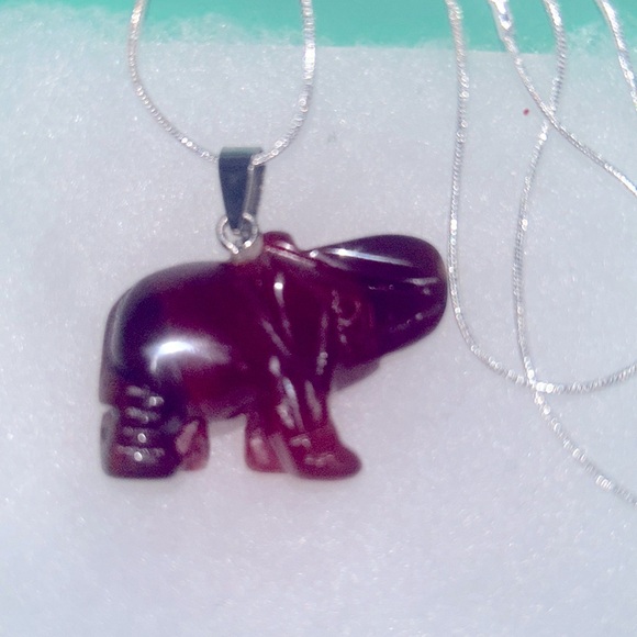 Hippie Boho Carnelian Agate Crystal Elephant Silver 24” Neck… - Picture 3 of 6
